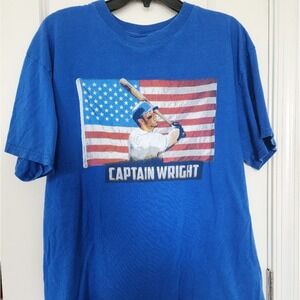 Men's szL NY Mets Blue Delta Captain Wright Graphic TShirt Baseball Shea Stadium